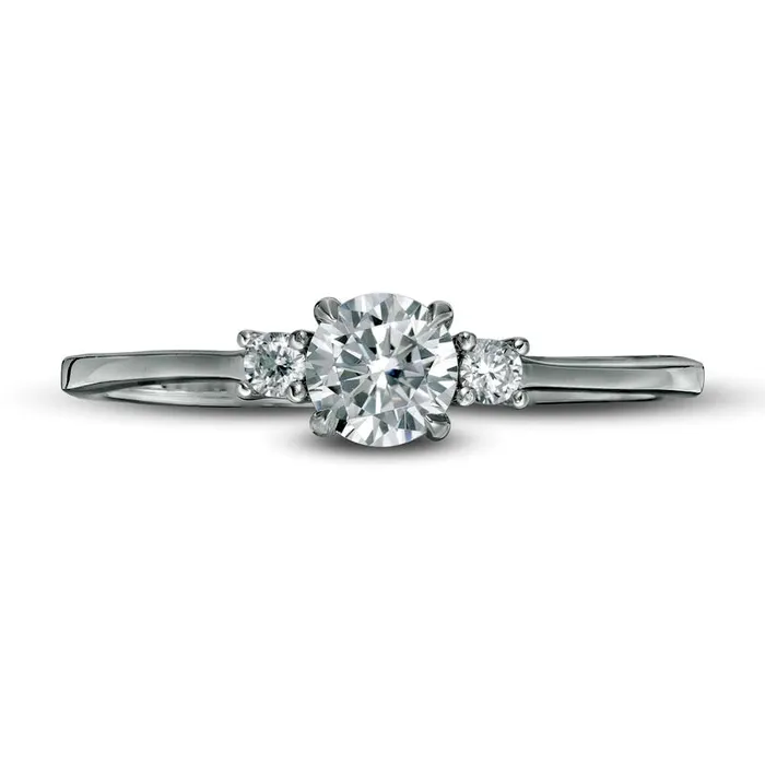 Rings 050 CT TW Natural Diamond Three Stone Engagement Ring in Solid 14K White Gold Goldia Rings 050 CT TW Natural Diamond Three Stone Engagement Ring in Solid 14K White Gold Goldia