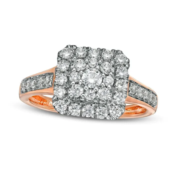 Rings 075 CT TW Composite Natural Diamond Cushion Frame Ring in Solid 10K Rose Gold Goldia Rings 075 CT TW Composite Natural Diamond Cushion Frame Ring in Solid 10K Rose Gold Goldia