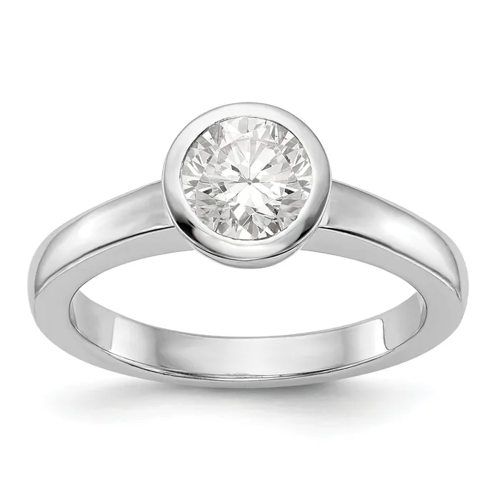 Rings 075ct CZ Solid Real 14K White Gold Round Bezel Solitaire Engagement Ring Goldia Rings 075ct CZ Solid Real 14K White Gold Round Bezel Solitaire Engagement Ring Goldia