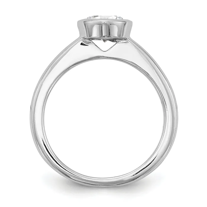 Rings 075ct CZ Solid Real 14K White Gold Round Bezel Solitaire Engagement Ring Goldia