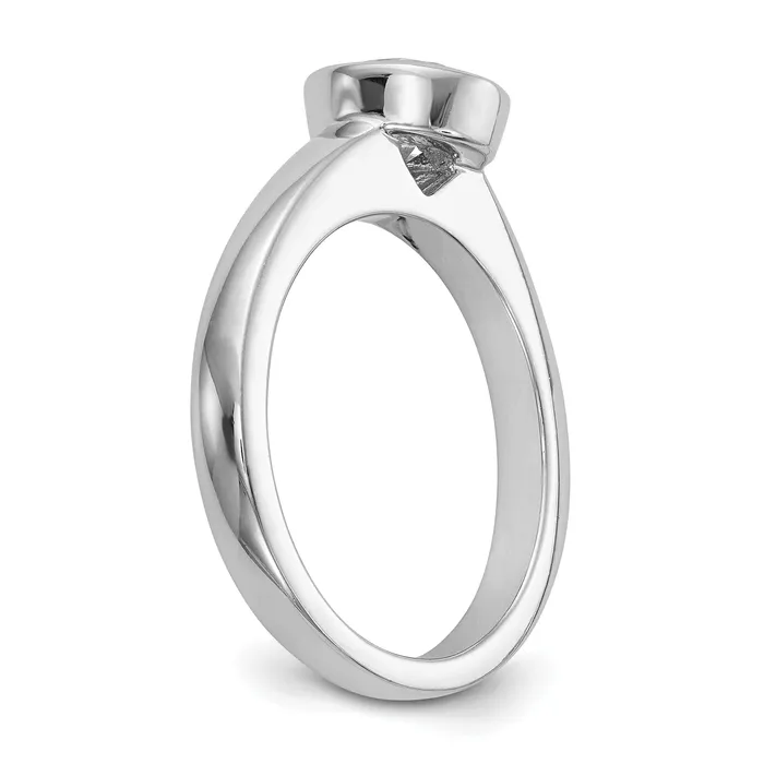 Rings 075ct CZ Solid Real 14K White Gold Round Bezel Solitaire Engagement Ring Goldia