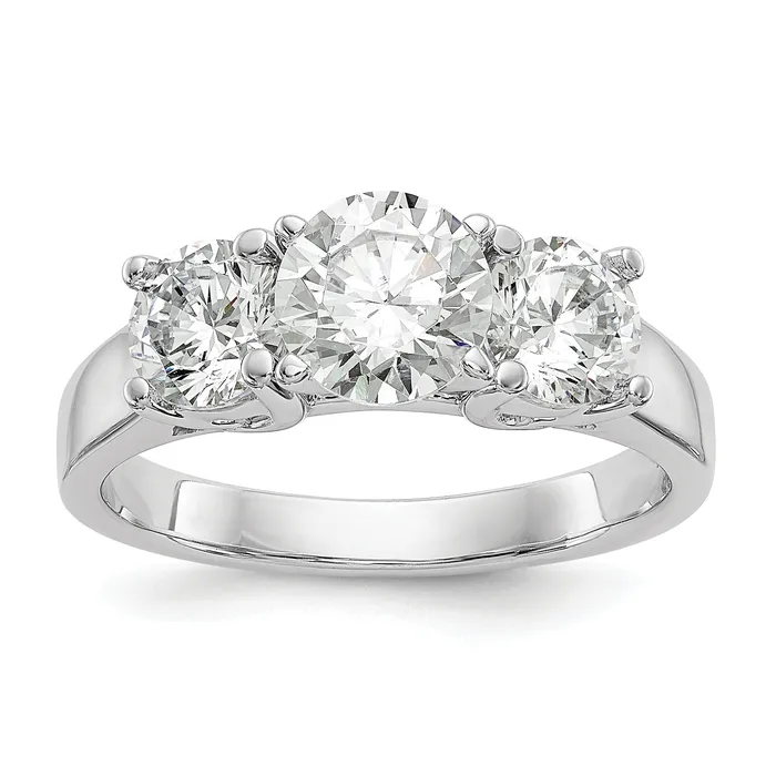 Rings 100ct CZ Solid Real 14K White Gold 3Stone Peg Set Engagement Ring Goldia Rings 100ct CZ Solid Real 14K White Gold 3Stone Peg Set Engagement Ring Goldia