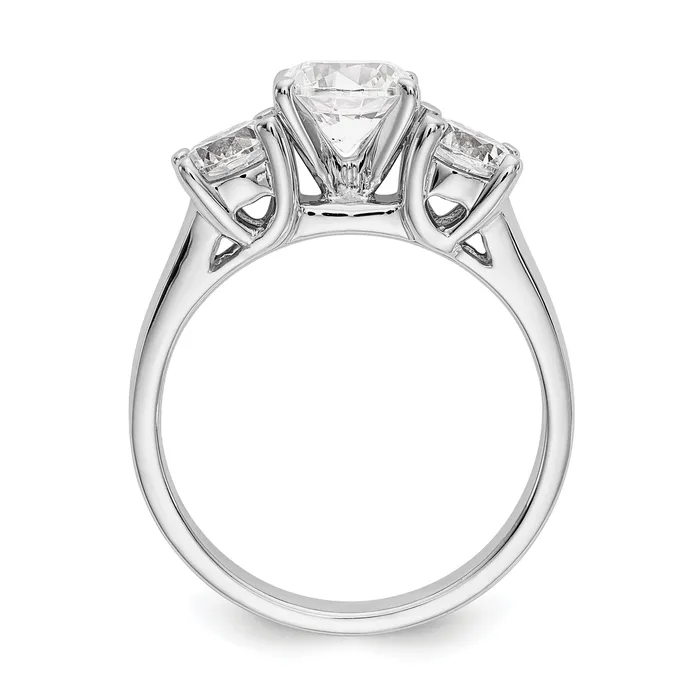 Rings 100ct CZ Solid Real 14K White Gold 3Stone Peg Set Engagement Ring Goldia