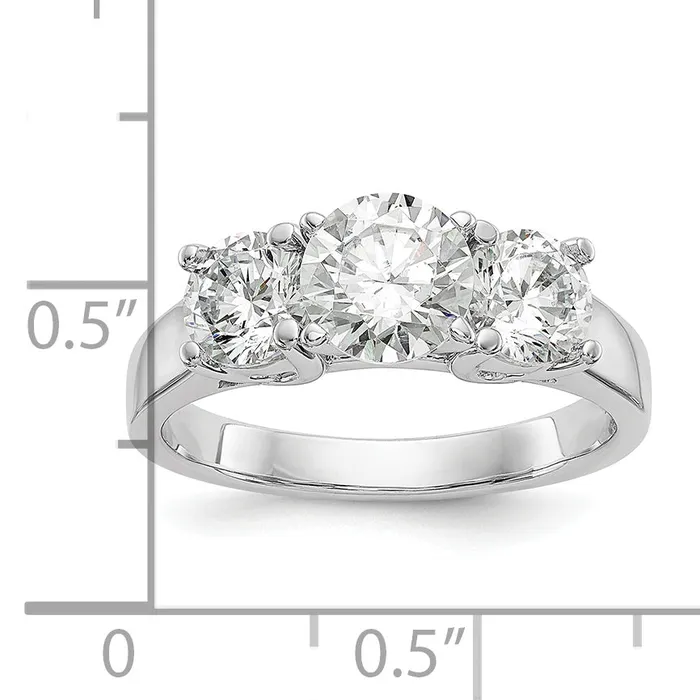 Rings 100ct CZ Solid Real 14K White Gold 3Stone Peg Set Engagement Ring Goldia
