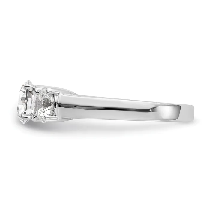 Rings 100ct CZ Solid Real 14K White Gold 3Stone Peg Set Engagement Ring Goldia