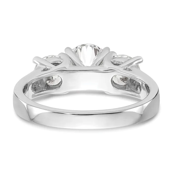 Rings 100ct CZ Solid Real 14K White Gold 3Stone Peg Set Engagement Ring Goldia