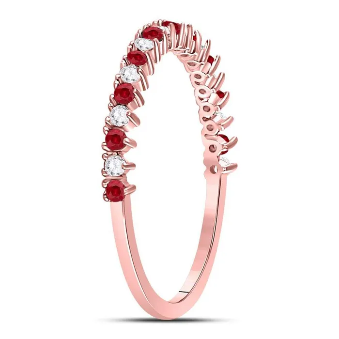 Rings 10k Rose Gold Round Ruby Diamond Stackable Band Ring 14 Cttw gndatlanta