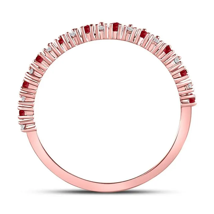 Rings 10k Rose Gold Round Ruby Diamond Stackable Band Ring 14 Cttw gndatlanta