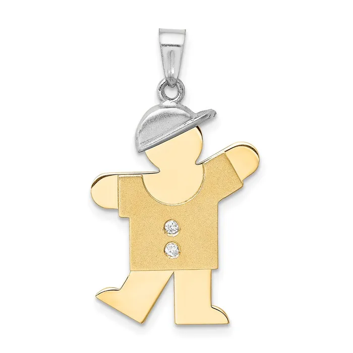 Rings 14k Two tone A Diamond kid pendant goldiaca