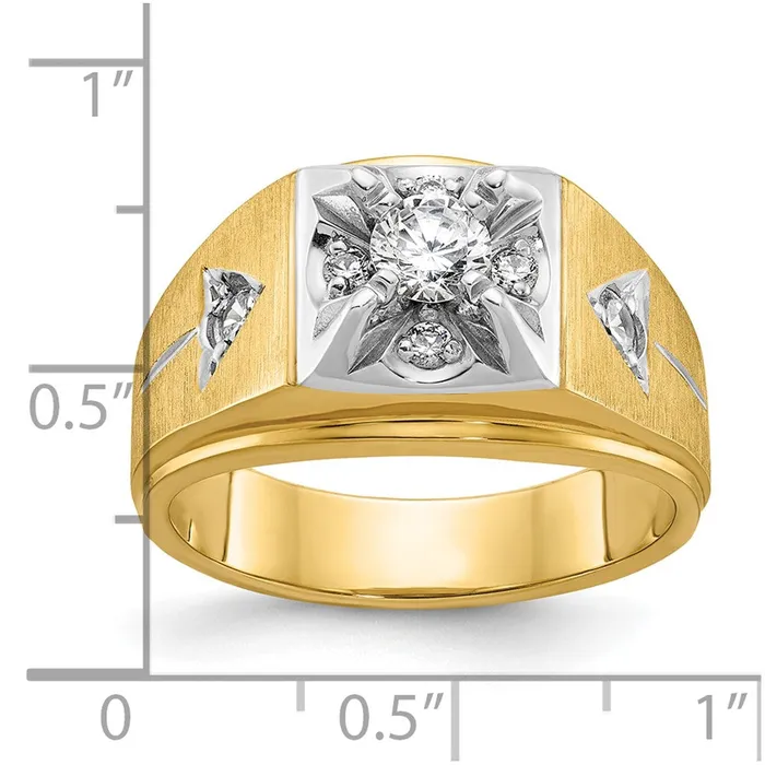 Rings 14k Twotone Gold Mens Polished and Satin Diamond Ring Mounting Goldia