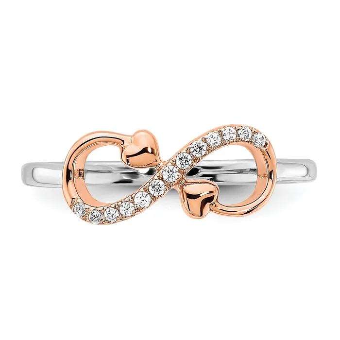 Rings 14k TwoTone Rose and White Gold 115 Ct Lab Grown Diamond VSSI G Infnity Hearts Symbol Ring Goldia