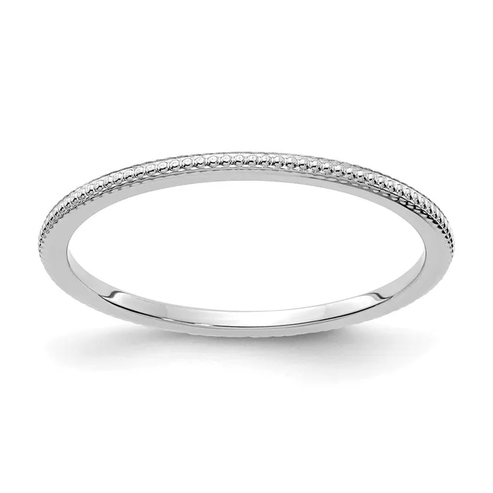 Rings 14K White Gold 12mm Bead Stackable Band Goldia