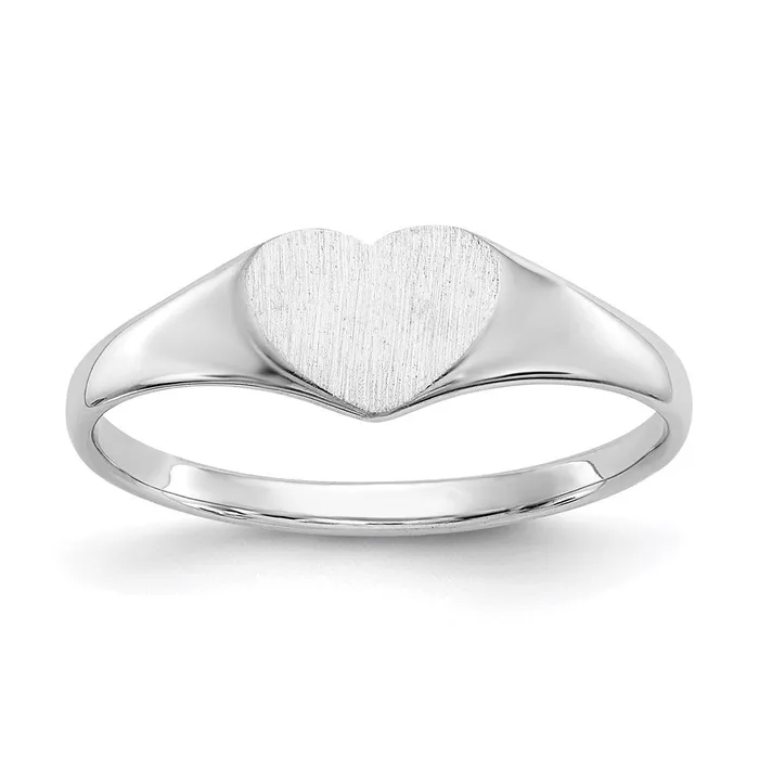 Rings 14k White Gold 55x80mm Open Back Heart Signet Ring Goldia