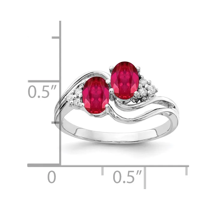Rings 14k White Gold 6x4mm Oval Ruby A Real Diamond ring Goldia