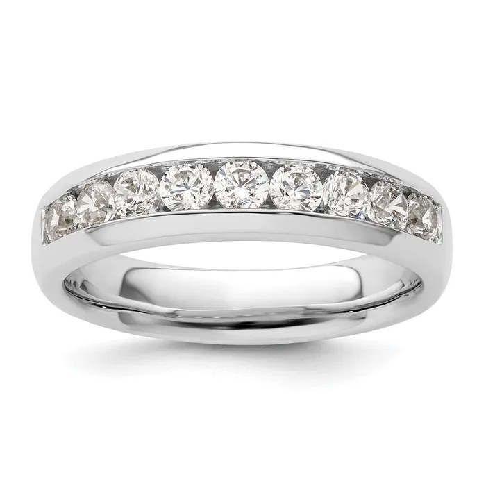 Rings 14K White Gold 9Stone Real Diamond Channel Band goldiaca