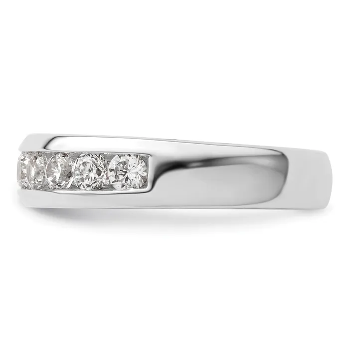 Rings 14K White Gold 9Stone Real Diamond Channel Band goldiaca