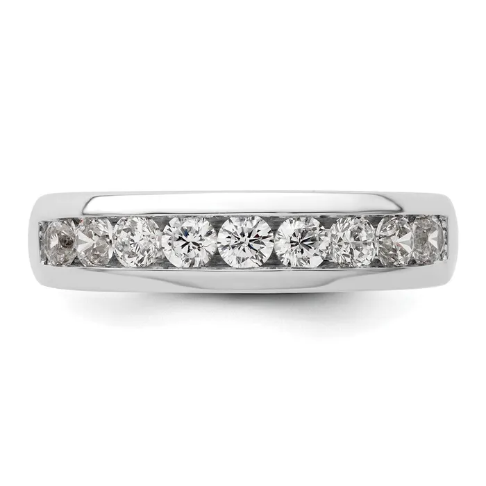 Rings 14K White Gold 9Stone Real Diamond Channel Band goldiaca