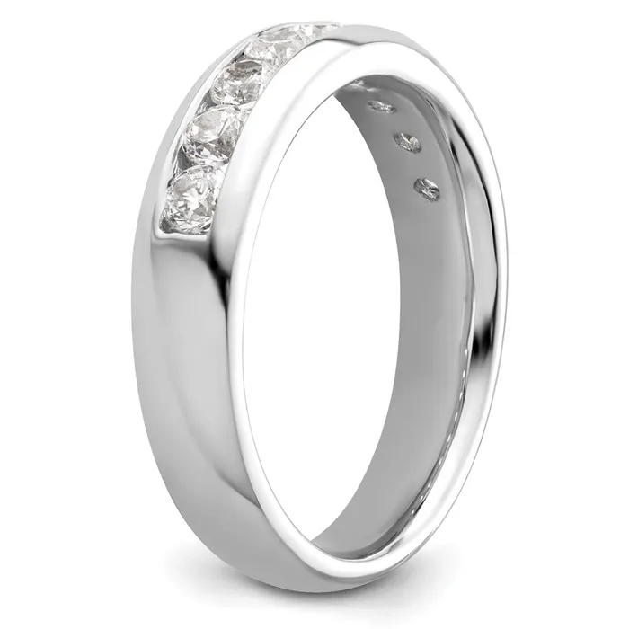 Rings 14K White Gold 9Stone Real Diamond Channel Band goldiaca