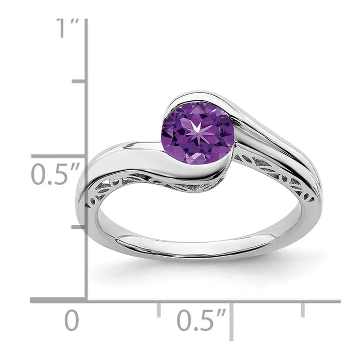 Rings 14k White Gold Amethyst Bypass Ring Goldia