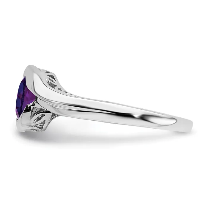 Rings 14k White Gold Amethyst Bypass Ring Goldia
