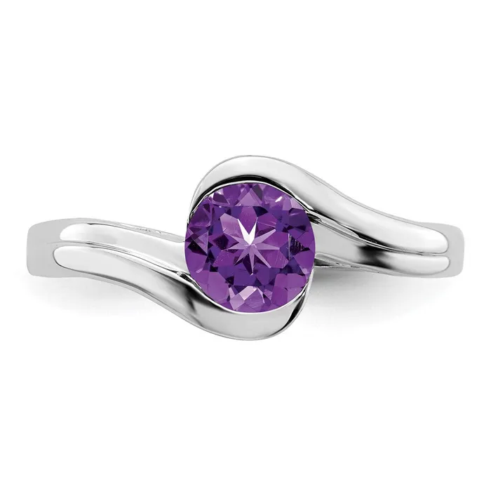 Rings 14k White Gold Amethyst Bypass Ring Goldia