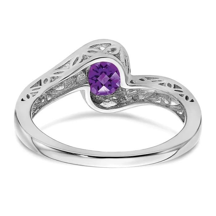 Rings 14k White Gold Amethyst Bypass Ring Goldia