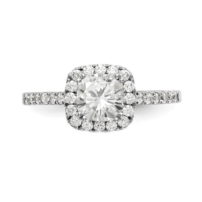 Rings 14K White Gold Diamond Cushion CZ Halo Engagement Ring Goldiacom