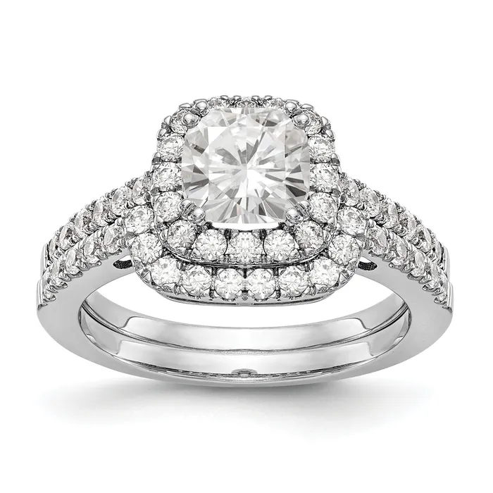 Rings 14K White Gold Diamond Cushion CZ Halo Engagement Ring Goldiacom