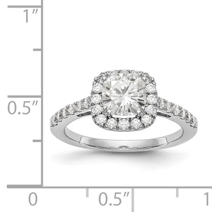 Rings 14K White Gold Diamond Cushion CZ Halo Engagement Ring Goldiacom