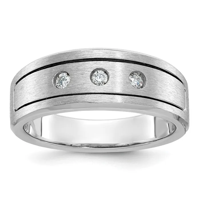 Rings 14k White Gold Mens Polished Antiqued and Satin 16 carat Diamond Complete Ring Goldia Rings 14k White Gold Mens Polished Antiqued and Satin 16 carat Diamond Complete Ring Goldia