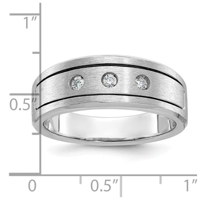Rings 14k White Gold Mens Polished Antiqued and Satin 16 carat Diamond Complete Ring Goldia