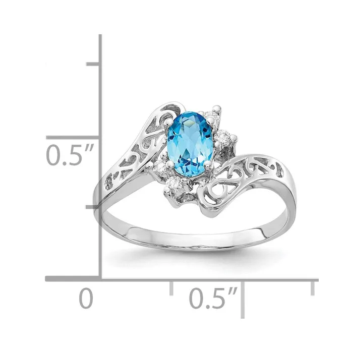 Rings 14k White Gold Polished 06ct Diamond u0026 6x4 Oval Gemstone Filigree Ring Mo Goldia