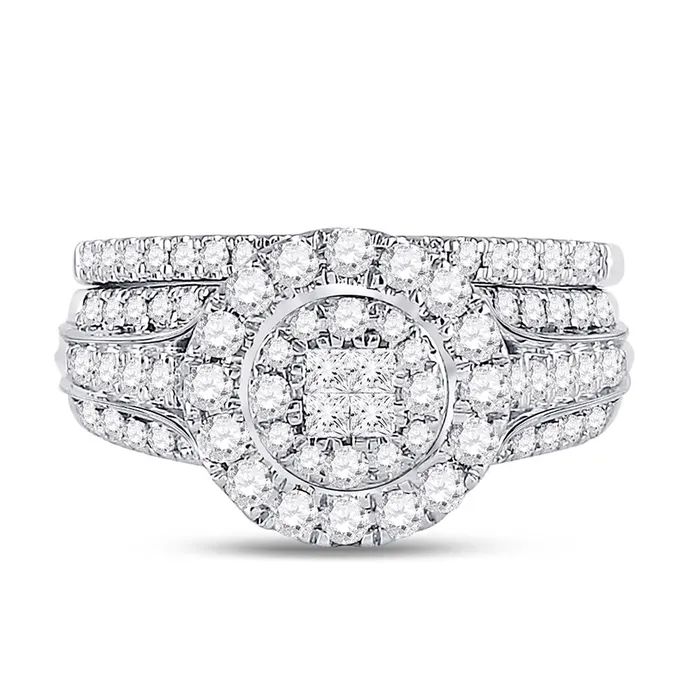 Rings 14k White Gold Princess Diamond Bridal Wedding Ring Set 1 Cttw gndatlanta Rings 14k White Gold Princess Diamond Bridal Wedding Ring Set 1 Cttw gndatlanta