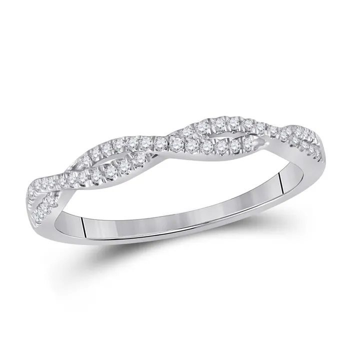 Rings 14k White Gold Round Diamond Twist Stackable Band Ring 16 Cttw gndatlanta