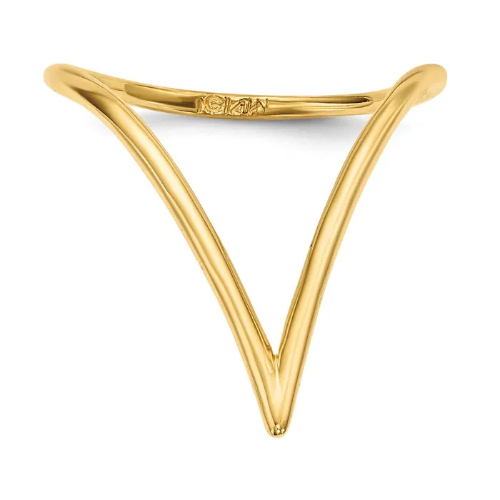 Rings 14K Yellow Gold Chevron Shaped Ring Goldia