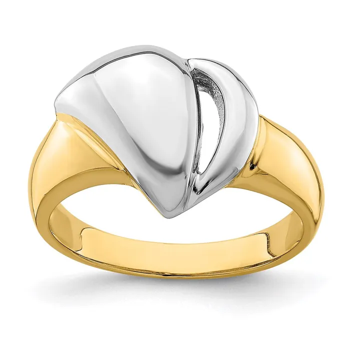 Rings 14k Yellow Gold wRhodium Polished Contemporary Ring Goldia