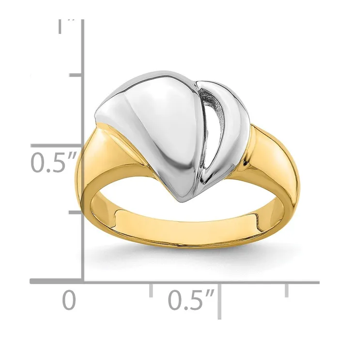Rings 14k Yellow Gold wRhodium Polished Contemporary Ring Goldia