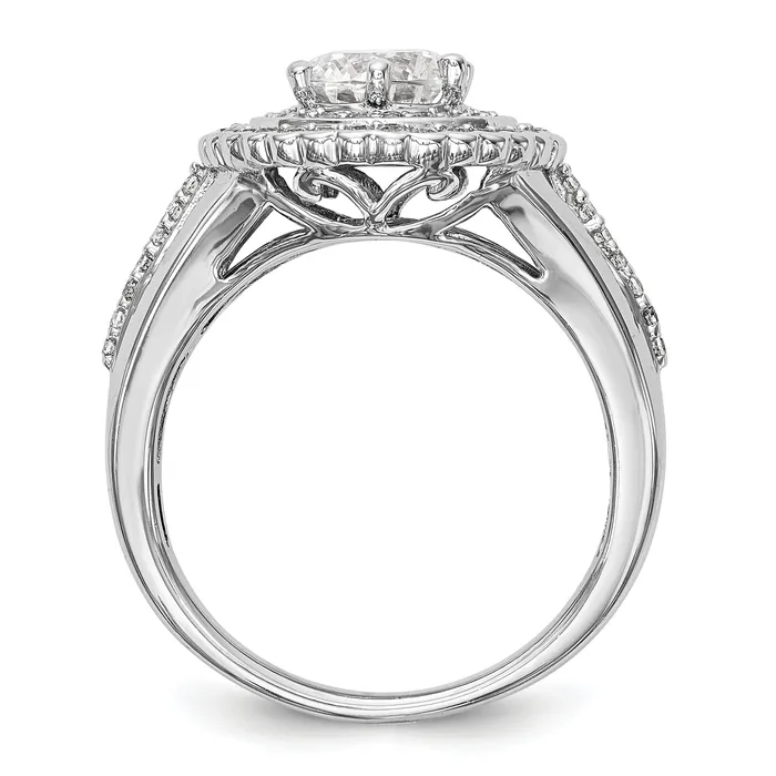 Rings 14KW Round Simulated Diamond Double Halo Engagement Ring Goldiacom