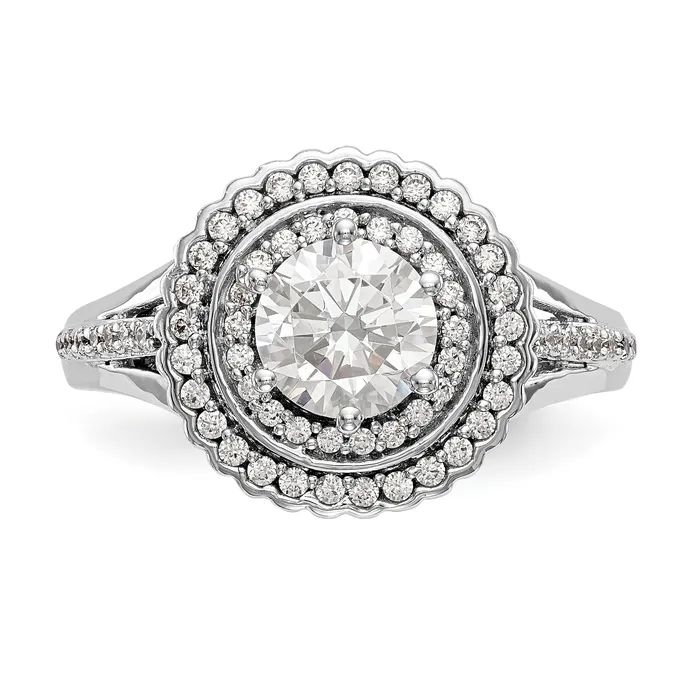 Rings 14KW Round Simulated Diamond Double Halo Engagement Ring Goldiacom