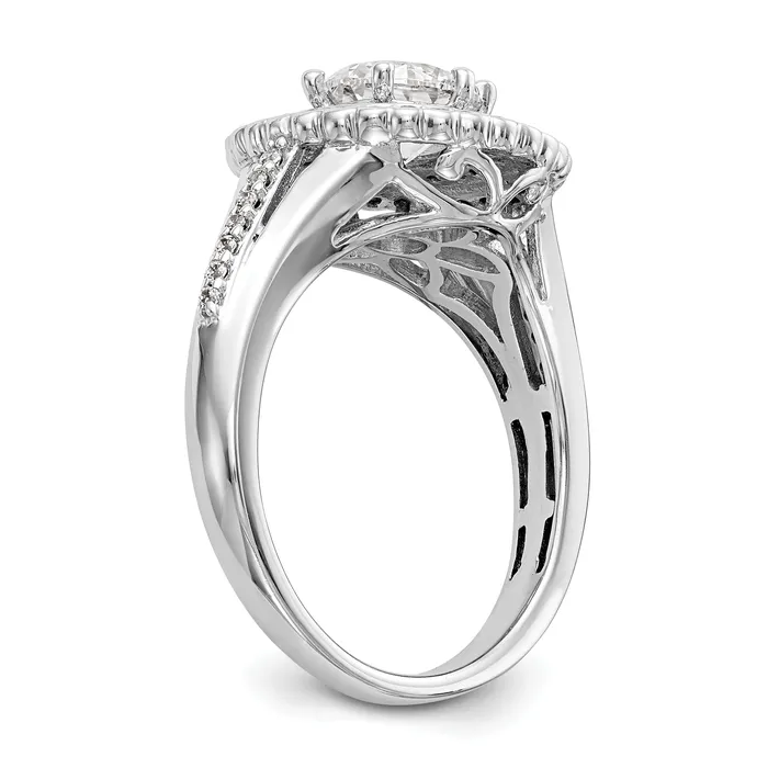 Rings 14KW Round Simulated Diamond Double Halo Engagement Ring Goldiacom