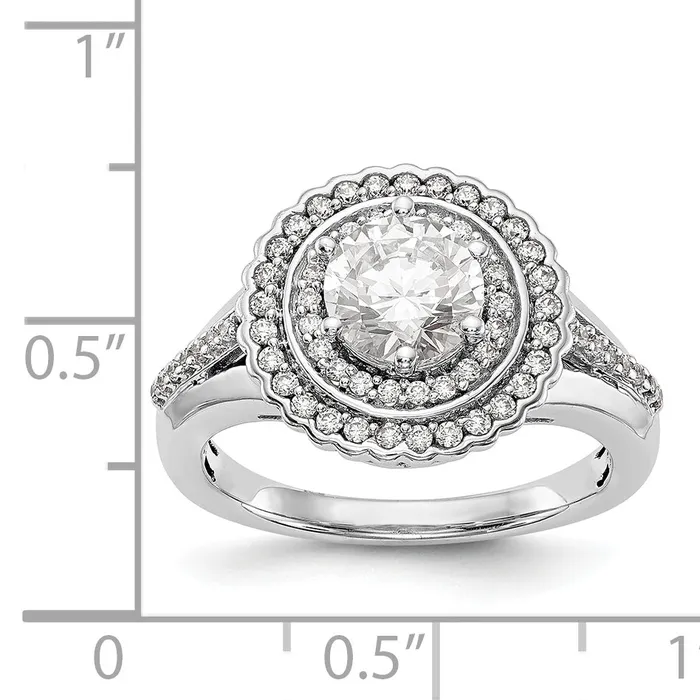 Rings 14KW Round Simulated Diamond Double Halo Engagement Ring Goldiacom