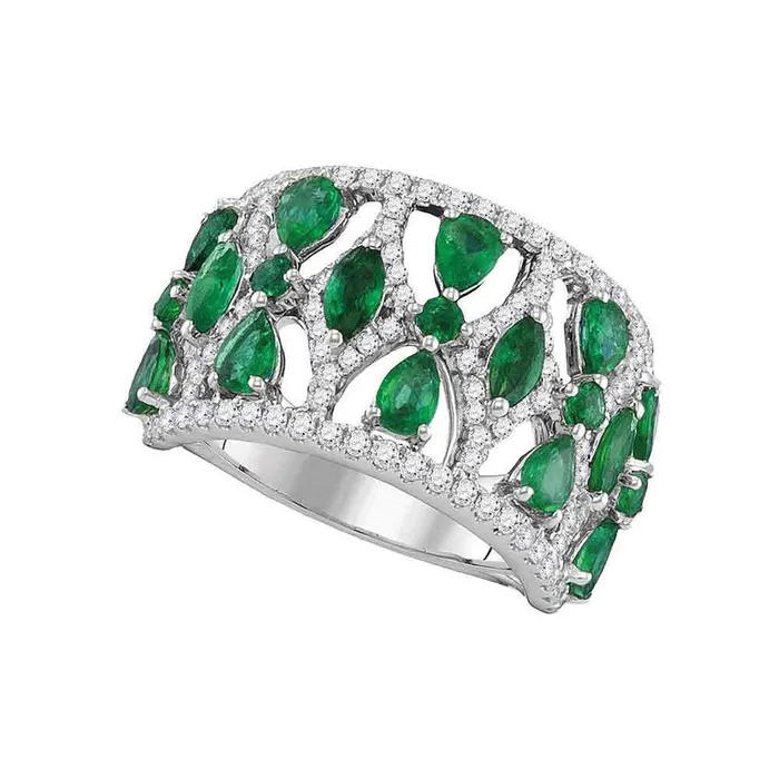 Rings 18k White Gold Pear Emerald Diamond Fashion Ring 234 Cttw gndatlanta Rings 18k White Gold Pear Emerald Diamond Fashion Ring 234 Cttw gndatlanta