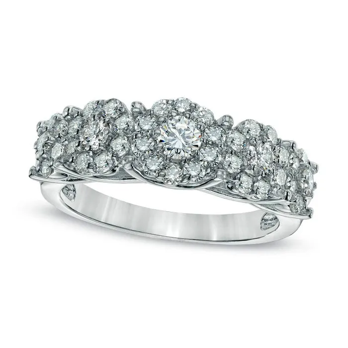 Rings 210 CT TW Natural Diamond Five Cluster Flower Band in Solid 14K White Gold Goldia Rings 210 CT TW Natural Diamond Five Cluster Flower Band in Solid 14K White Gold Goldia