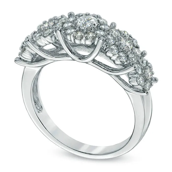 Rings 210 CT TW Natural Diamond Five Cluster Flower Band in Solid 14K White Gold Goldia Rings 210 CT TW Natural Diamond Five Cluster Flower Band in Solid 14K White Gold Goldia