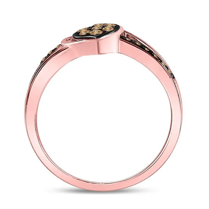 Rings gndatlanta 10k Rose Gold Round Brown Diamond Heart Ring 13 Cttw