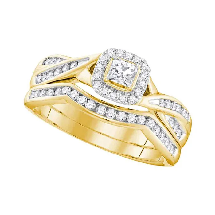 Rings gndatlanta 10k Yellow Gold Princess Diamond Bridal Wedding Ring Set 12 Cttw Rings gndatlanta 10k Yellow Gold Princess Diamond Bridal Wedding Ring Set 12 Cttw