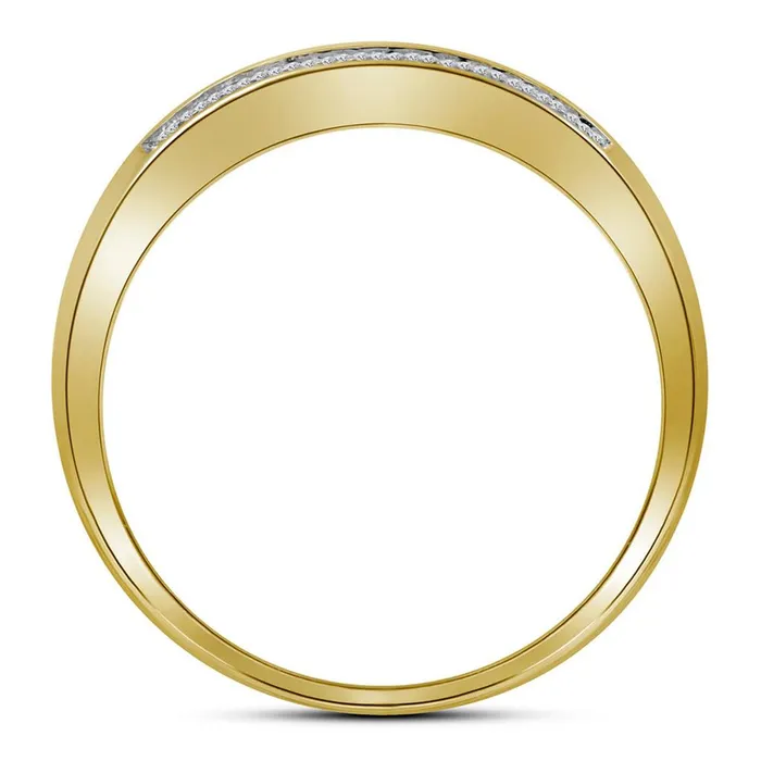 Rings gndatlanta 10k Yellow Gold Round Diamond Pave Band Ring 16 Cttw