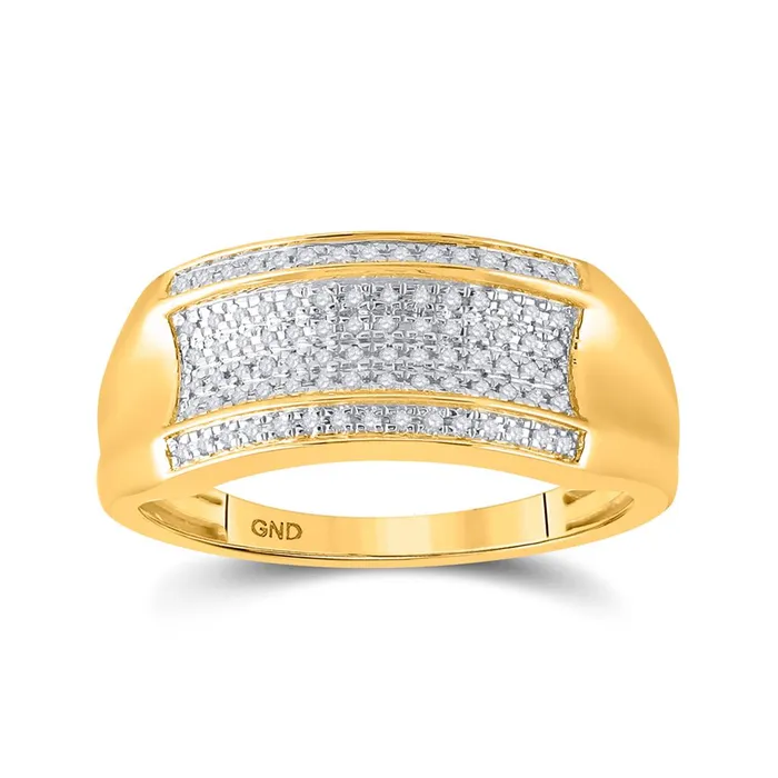 Rings gndatlanta 10k Yellow Gold Round Diamond Pave Band Ring 16 Cttw