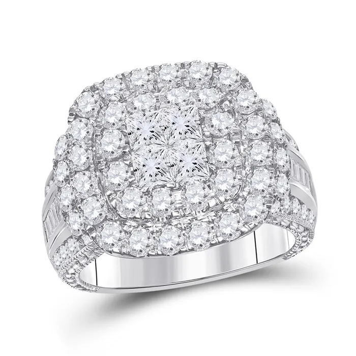 Rings gndatlanta 14k White Gold Princess Diamond Cluster Bridal Engagement Ring 312 Cttw