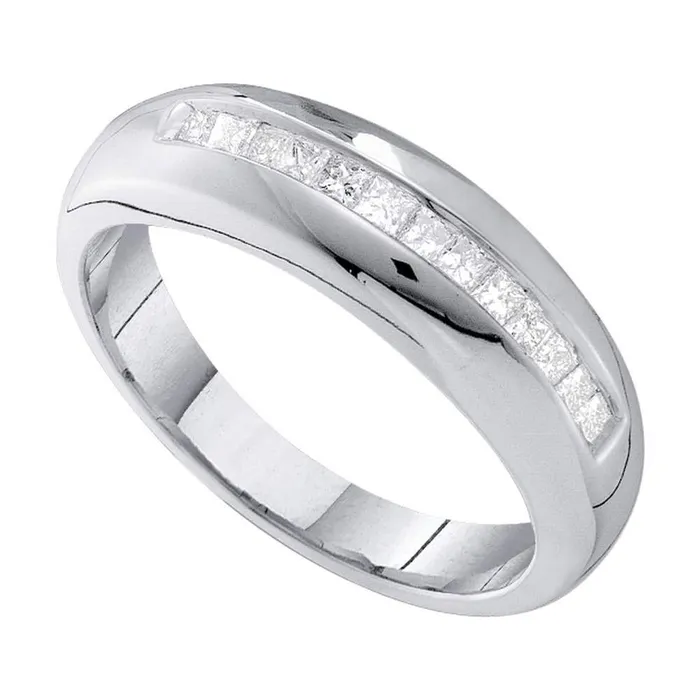 Rings gndatlanta 14k White Gold Princess Diamond Wedding Band Ring 12 Cttw Rings gndatlanta 14k White Gold Princess Diamond Wedding Band Ring 12 Cttw